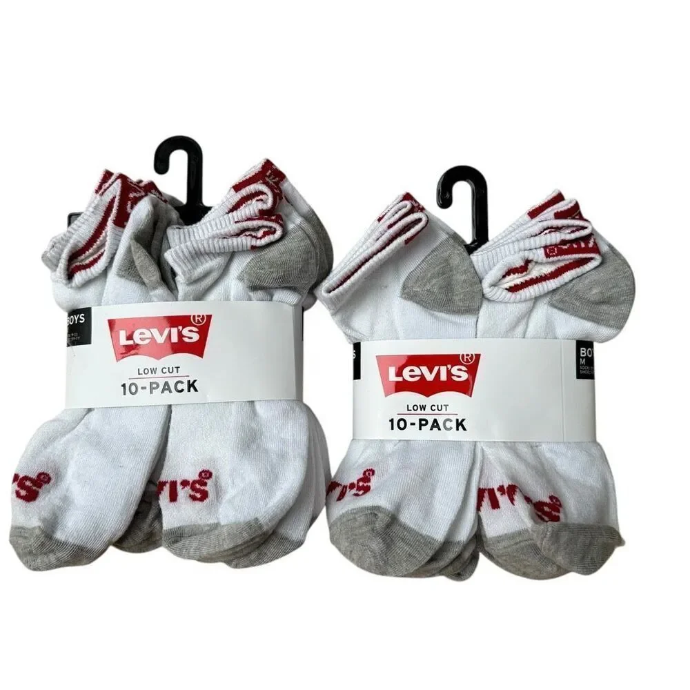 Levi's Kids boys low Cut 20 pairs Socks size M shoe size 5-7Y NWT